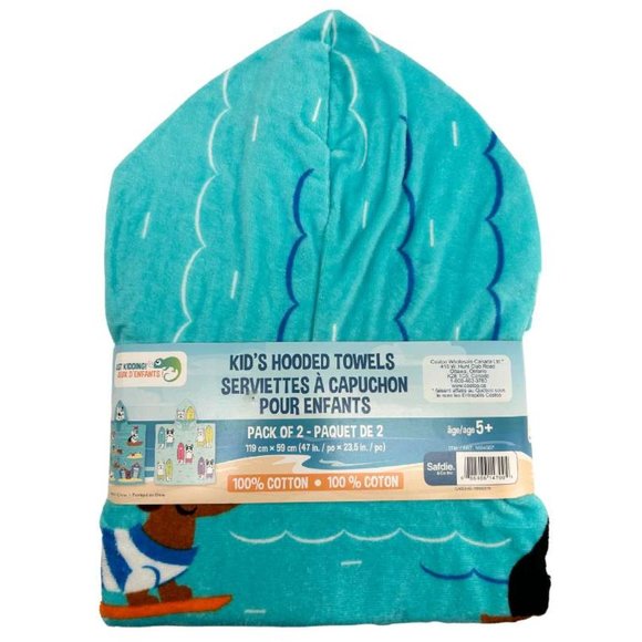 Safdie & Co. Kid's Hooded Towels: 2 Pack / Dog Theme - Picture 2 of 3